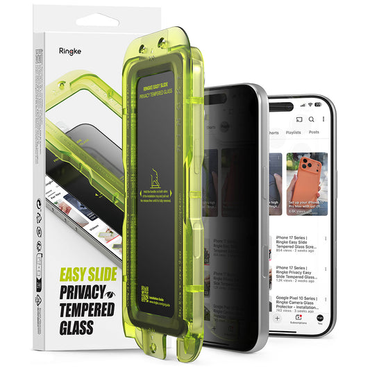 Privacy Screen Protector Ringke Easy Slide for Apple iPhone 18 Pro Max, Tempered Glass, Full Glue, Set of 2 pieces
