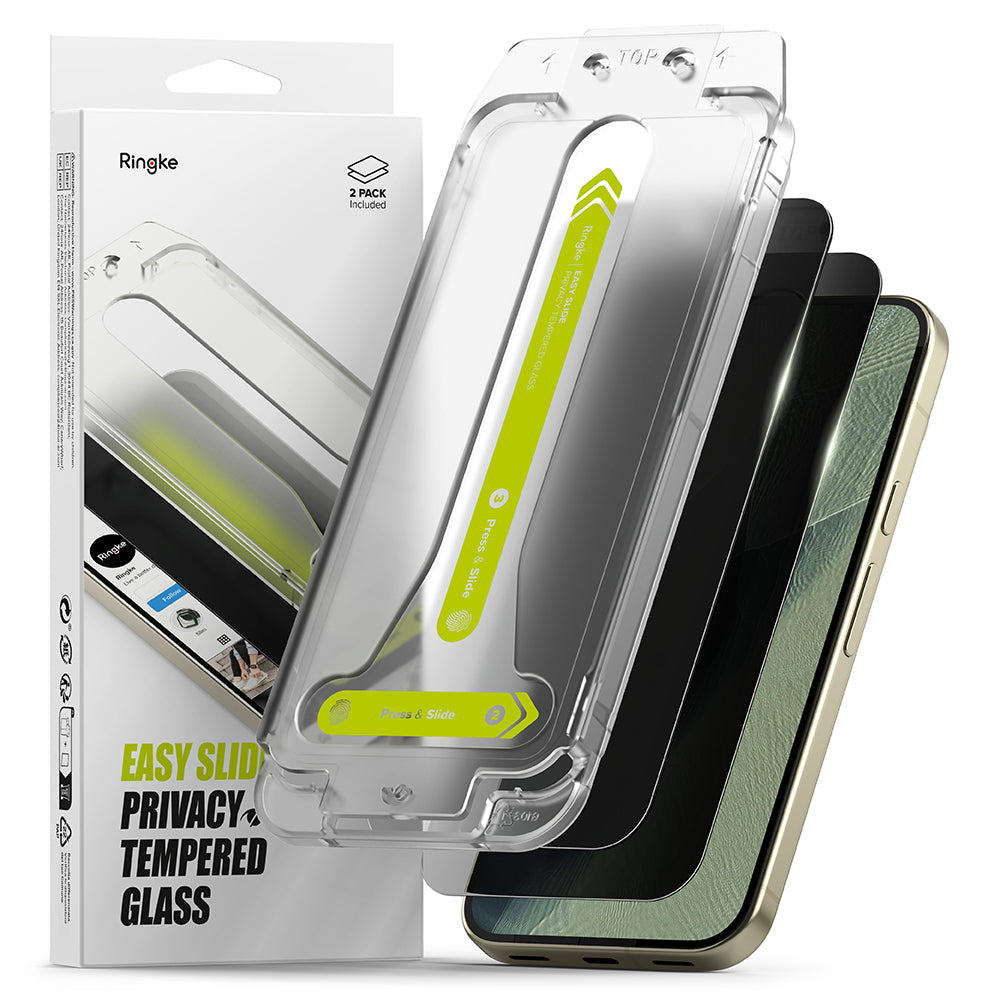 Privacy Screen Protector Ringke Easy Slide for Google Pixel 11 Pro XL / 10 Pro XL / 9 Pro XL, Tempered Glass, Full Glue, Set of 2 pieces