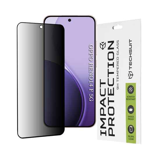 Privacy Techsuit Screen Protector for Oppo Reno14 FS 5G / Reno14 F, Tempered Glass, Full Glue, 111D