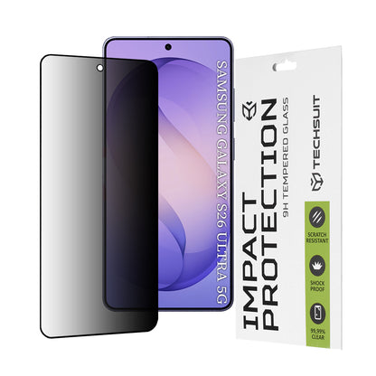 Privacy Techsuit Screen Protector for Samsung Galaxy S26 Ultra S948, Tempered Glass, Full Glue, 111D