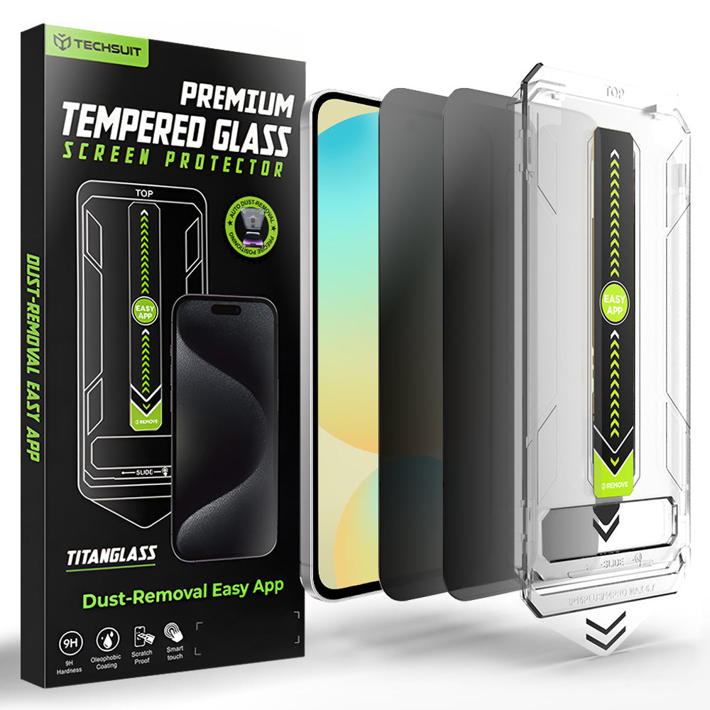 Privacy Screen Protector Techsuit TitanGlass CrystalHD for Samsung Galaxy S24 FE S721, Tempered Glass, Full Glue, Set of 2 pieces