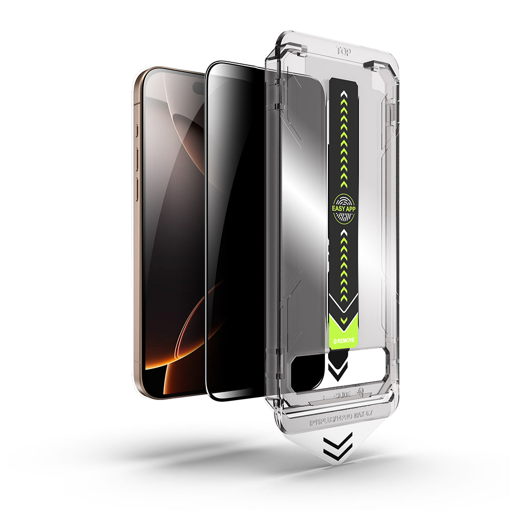 Privacy Screen Protector Techsuit TitanGlass for Apple iPhone 17e / 16e / 14 / 13 Pro, Tempered Glass, Full Glue