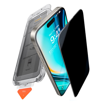 Torras GlassGo Install Master Privacy Screen Protector for Apple iPhone 16, Tempered Glass, Full Glue