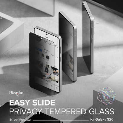 Ringke Easy Slide Screen Protector for Samsung Galaxy S26 S942, Tempered Glass, Full Glue, Set of 2 Pieces, Black