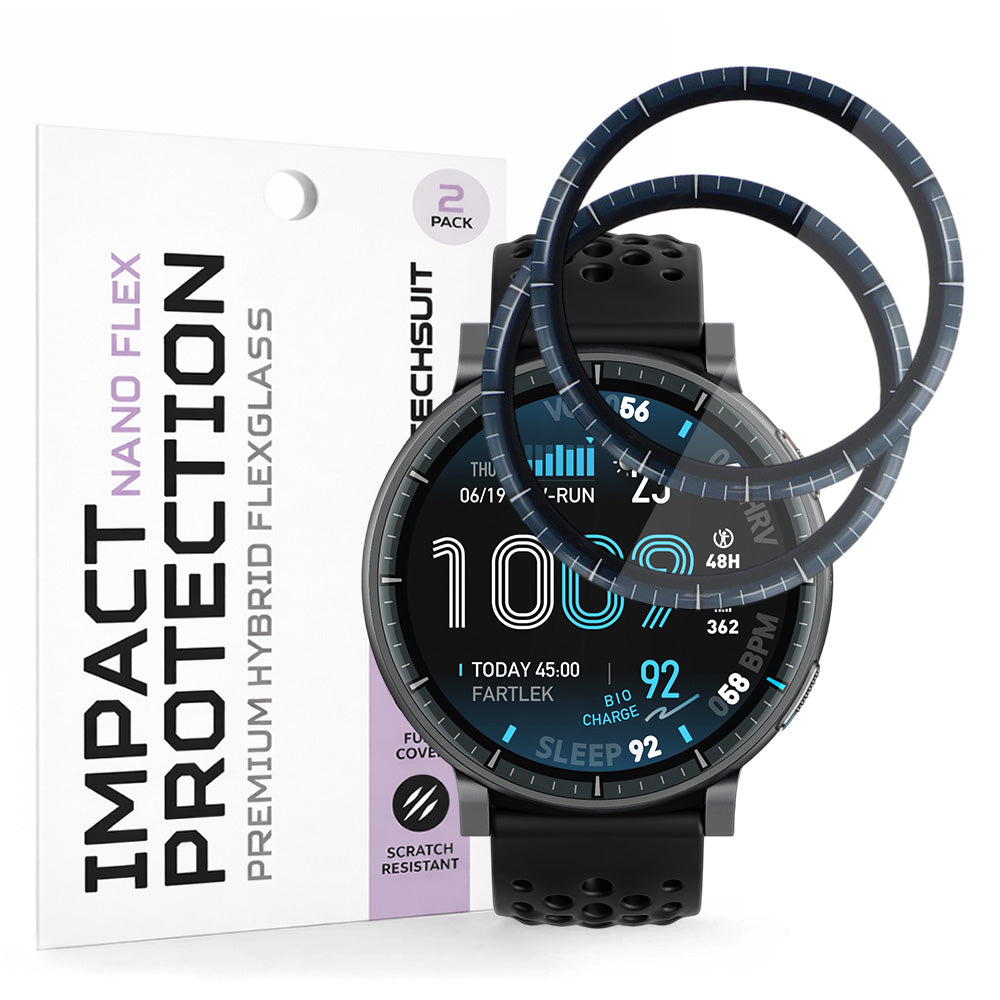Techsuit Nano Flex Screen Protector for Amazfit Active Max, Plastic, Set of 2 pieces, Black