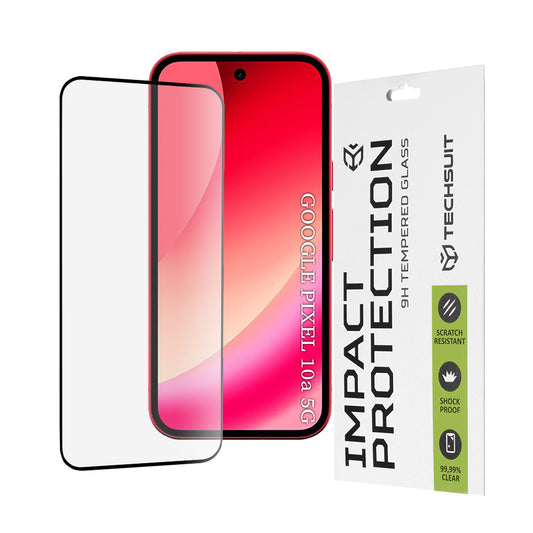 Techsuit Screen Protector for Google Pixel 10a, Tempered Glass, Full Glue, 111D, Black