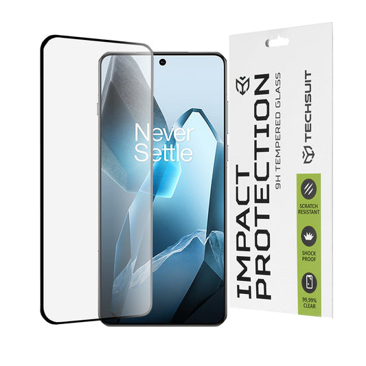 Techsuit Screen Protector Film for OnePlus 13, Tempered Glass, Full Glue, 111D, Black