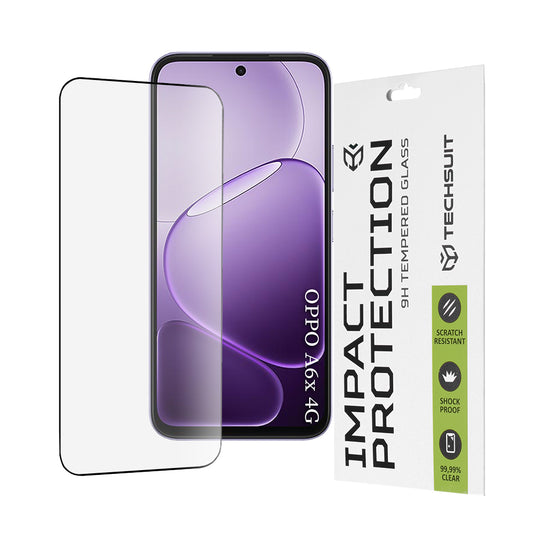 Techsuit Screen Protector for Oppo A6x 4G / A6x, Tempered Glass, Full Glue, 111D, Black