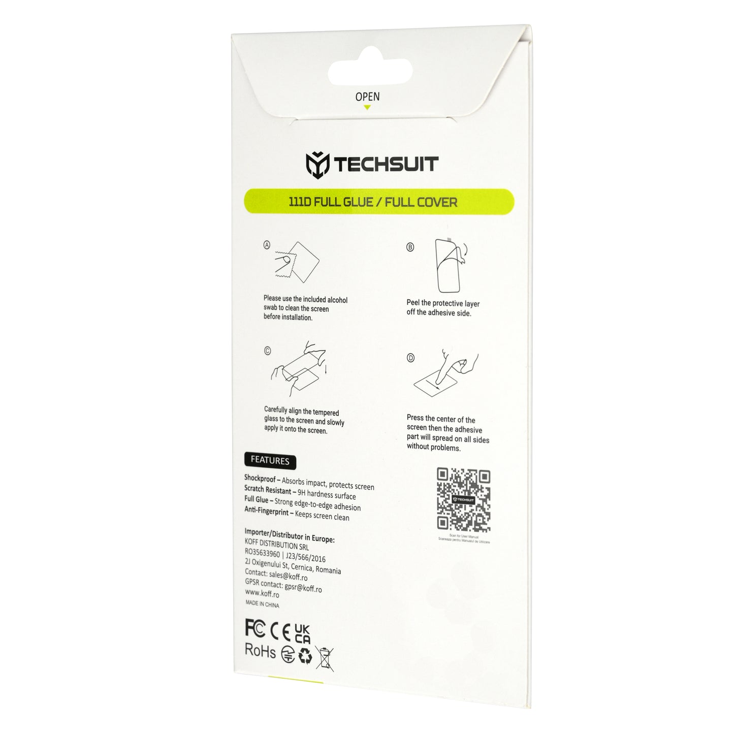 Techsuit Screen Protector Film for Realme C100 5G, Tempered Glass, Full Glue, 111D, Black