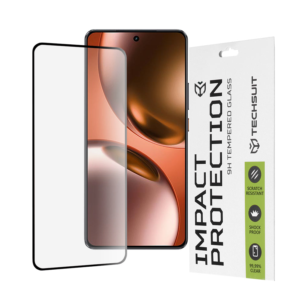 Techsuit Screen Protector Film for Realme GT 7, Tempered Glass, Full Glue, 111D, Black