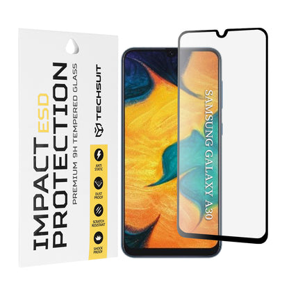 Techsuit Screen Protector Film for Samsung Galaxy M31 M315 / M21 M215 / A50s A507 / A30s A307 / M30s M307, Tempered Glass, Full Glue, Black