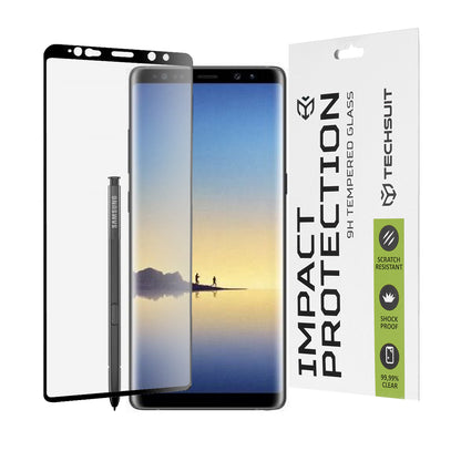 Techsuit Screen Protector Film for Samsung Galaxy Note 8 N950, Tempered Glass, Full Glue, 111D, Black