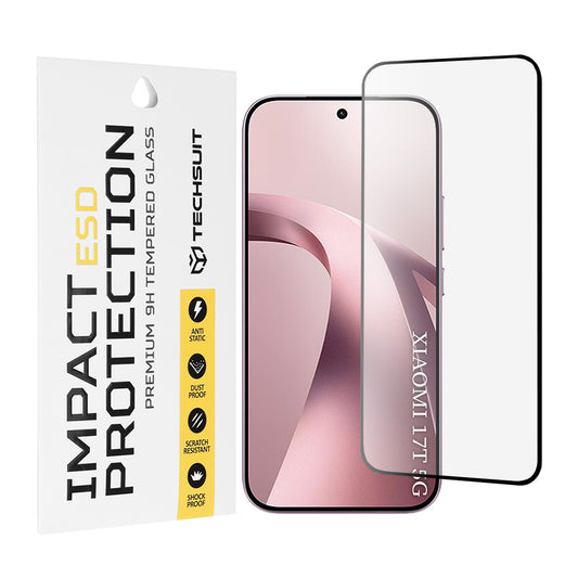 Techsuit Screen Protector Film for Xiaomi 17T, Tempered Glass, Full Glue, Black
