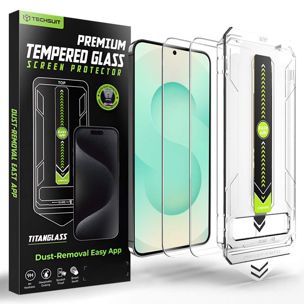 Techsuit TitanGlass CrystalHD Screen Protector for Samsung Galaxy S26 Plus S947, Tempered Glass, Full Glue, Set of 2 Pieces