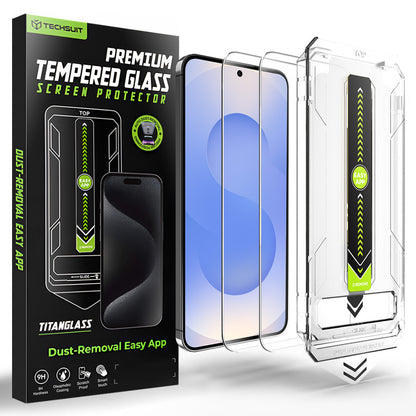 Techsuit TitanGlass CrystalHD Screen Protector for Samsung Galaxy S26 S942, Tempered Glass, Full Glue, Set of 2 Pieces