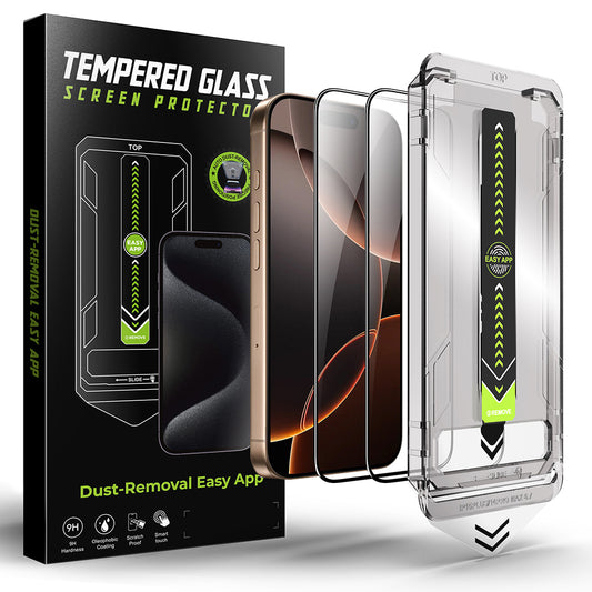 Techsuit TitanGlass Screen Protector for Apple iPhone 12 / 12 Pro, Tempered Glass, Full Glue, Set of 2 Pieces, Black