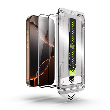 Techsuit TitanGlass Screen Protector for Apple iPhone 16 Plus / 15 Plus, Tempered Glass, Full Glue, Set of 2 pieces, Black