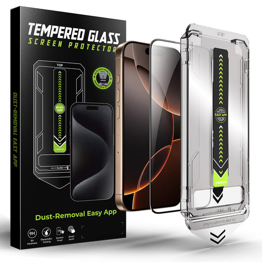 Techsuit TitanGlass Screen Protector for Apple iPhone 16 Pro Max, Tempered Glass, Full Glue, Black