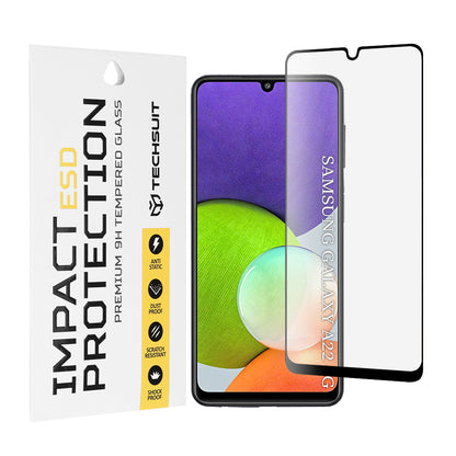 Techsuit Screen Protector for Samsung Galaxy A22 A225, Tempered Glass, Black
