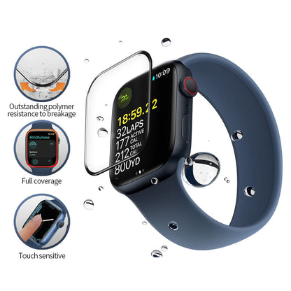 Blueo High Molecule Protective Film for Apple Watch Series 10 42mm, Tempered Glass, Black