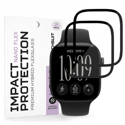 Techsuit Nano Flex Protective Film for Apple Watch Series 12 46mm, Set of 2 pieces, Plastic, Black