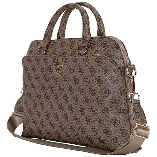 Guess 4G Triangle Logo Bag for 15inch Laptop, Brown