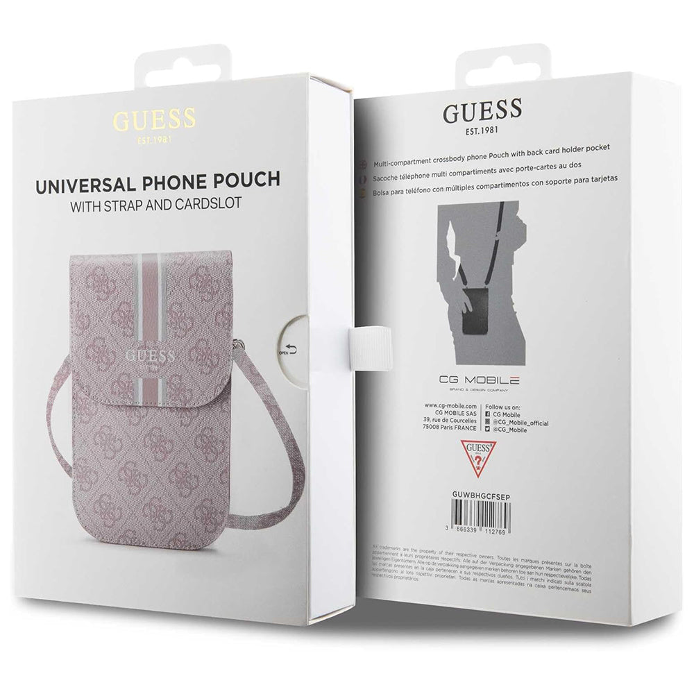 Universal Phone Bag, Guess, 4G Stripes, Pink