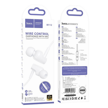 Handsfree 3.5mm HOCO M112, White