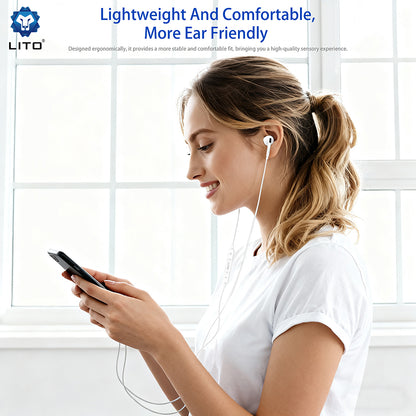 Handsfree 3.5mm / USB-C Lito LF03, White