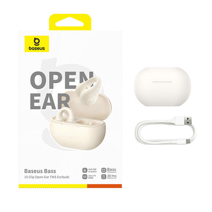 Handsfree Bluetooth Baseus Bass 15 Clip, TWS, White A00079500223-00