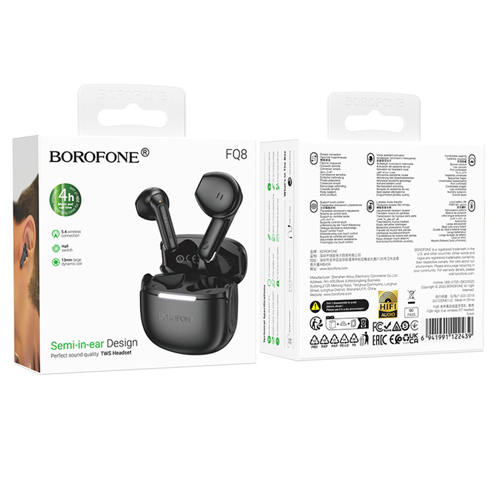 Handsfree Bluetooth Borofone FQ8 High, TWS, Black