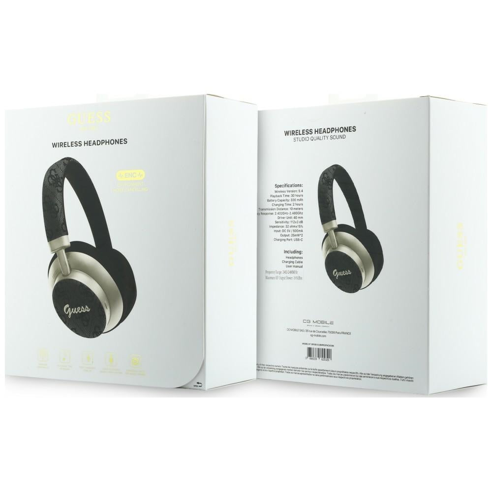Guess 4G Gold Script Metal Bluetooth Handsfree, A2DP, Black
