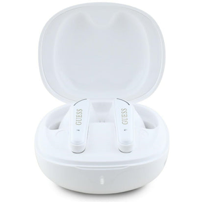 Handsfree Bluetooth Guess Flat Classic Logo Electroplated, TWS, White
