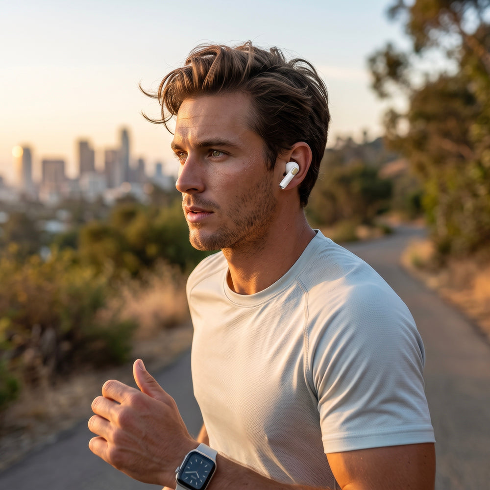 Guess Glossy Gold Line Printed Classic Logo Bluetooth Handsfree, TWS, Black