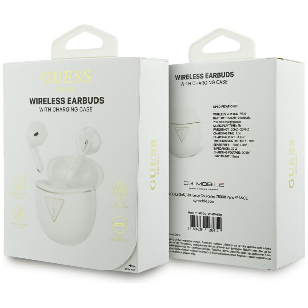 Handsfree Bluetooth Guess Script Print, TWS, White