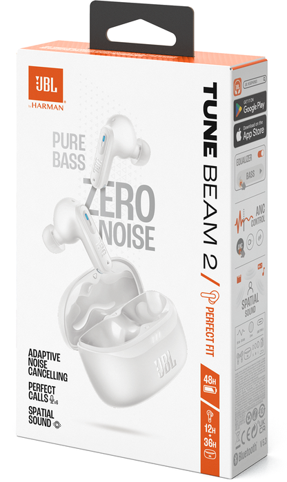 Handsfree Bluetooth JBL Tune Beam 2, TWS, ANC, MultiPoint, White JBLTBEAM2WHT