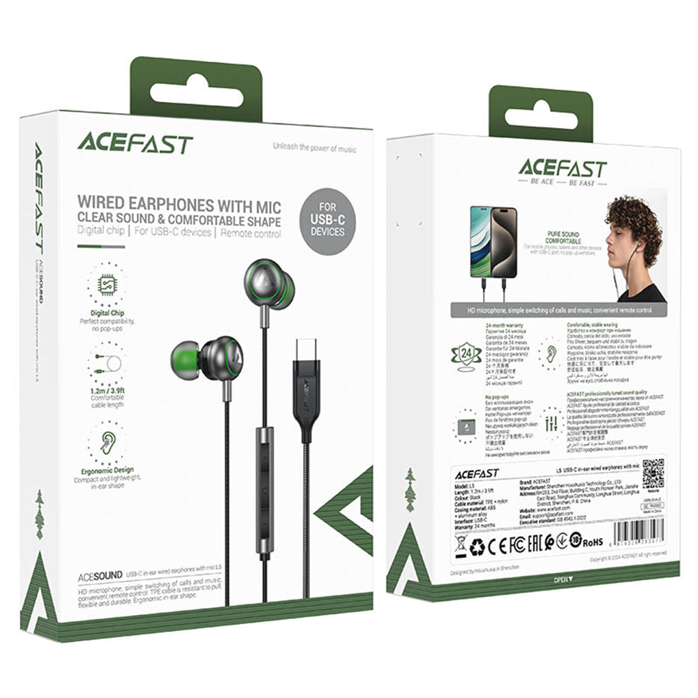 Handsfree USB-C Acefast L5, Black