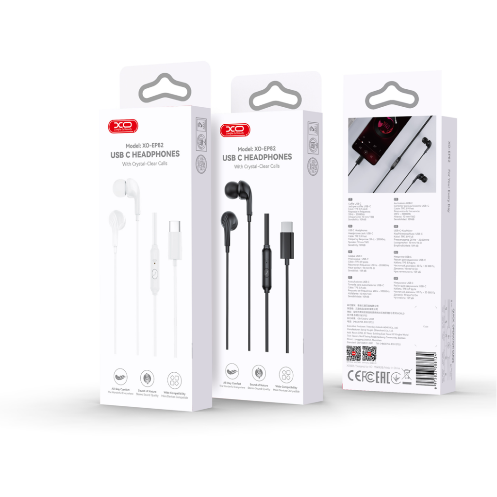 Handsfree USB-C XO Design EP82, Black
