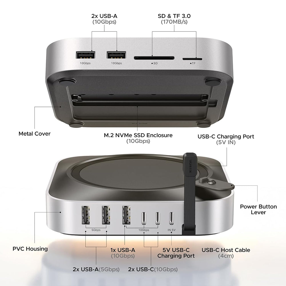 UGREEN CM841A Multifunctional Hub (95094) for Apple Mac Mini M4 / Pro, 10in1, Gray