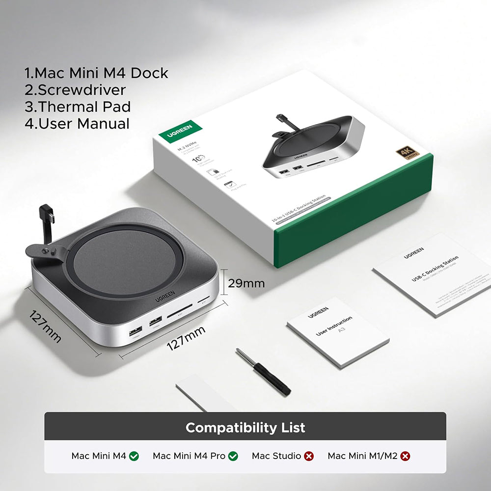 UGREEN CM841A Multifunctional Hub (95094) for Apple Mac Mini M4 / Pro, 10in1, Gray