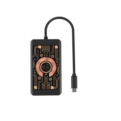 USB-C Hub with QI Wireless Charging Qualo QTPB5-HUB-18, 9in1, Gray