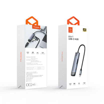 McDodo HU-7740 USB-C Hub, 6in1, Gray