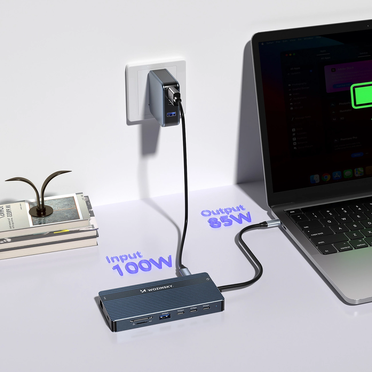 USB-C Hub WZK WDS03Y5S, 1 x USB-A 3.1 - 2 x USB-A - 5 x USB-C - 2 x HDMI - 1 x 3.5mm Jack - 1 x RJ45 - 1 x SD - 1 x microSD, Gray
