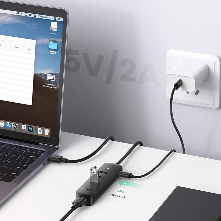USB Hub UGREEN CM416, 4 x USB-A 3.0, 0.25m, Black