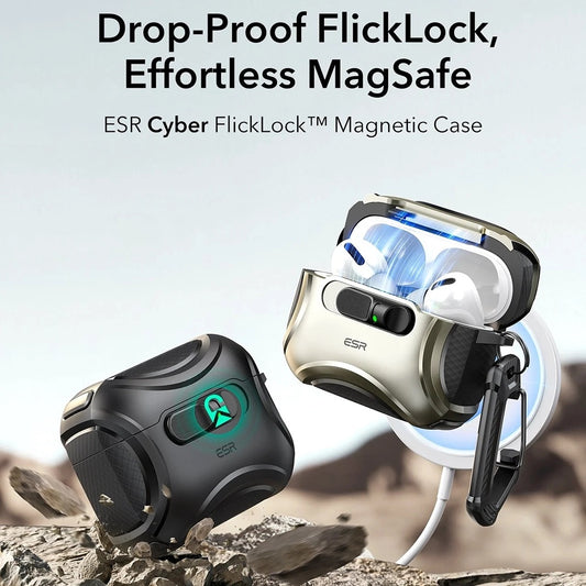 ESR Cyber FlickLock Case for Apple AirPods Pro 3, Black