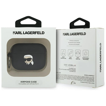 Karl Lagerfeld 3D Karl's Head Case for Apple Airpods Pro 3, Black
