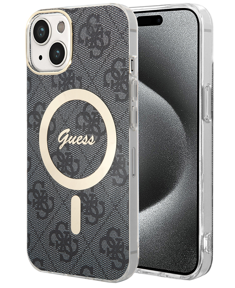 MagSafe Case for Apple iPhone 15, Guess, 4G IML, Black GUHMP15SH4STK