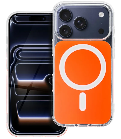 MagSafe Case for Apple iPhone 17e / 16e, OEM, Clear Fusion Mag Cover, Orange