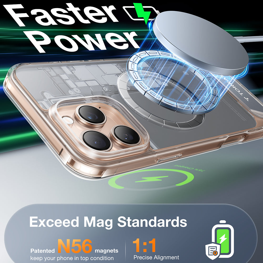 MagSafe Case for Apple iPhone 16 Pro Max, Torras, Pstand, Transparent