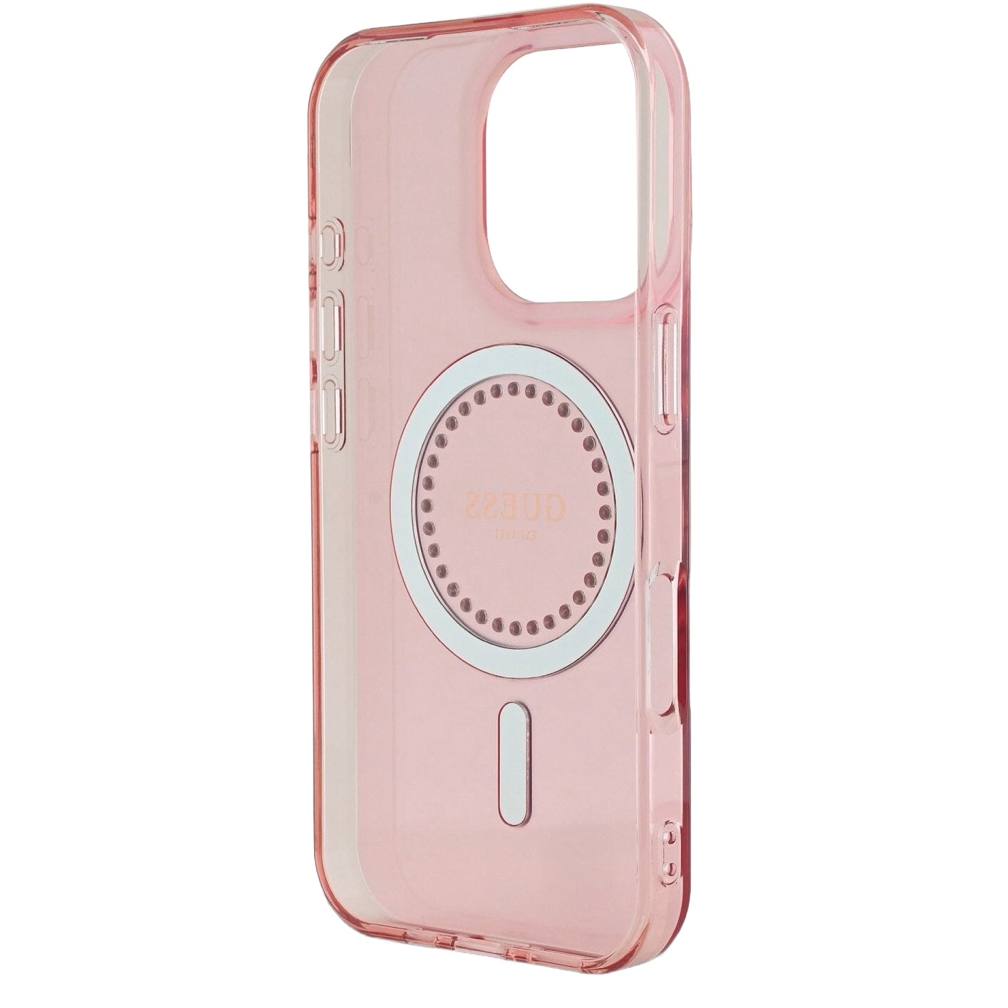 MagSafe Case for Apple iPhone 16 Pro Max, Guess, IML Rhinestones Ring, Pink GUHMP16XPFTDTEP